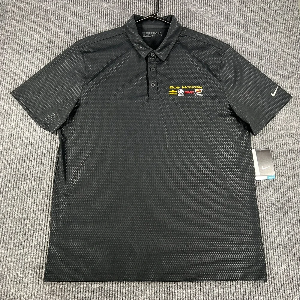Nike Mens Shirt Golf Polo Large Black Geometric Short Sleeve New with Tags NWT